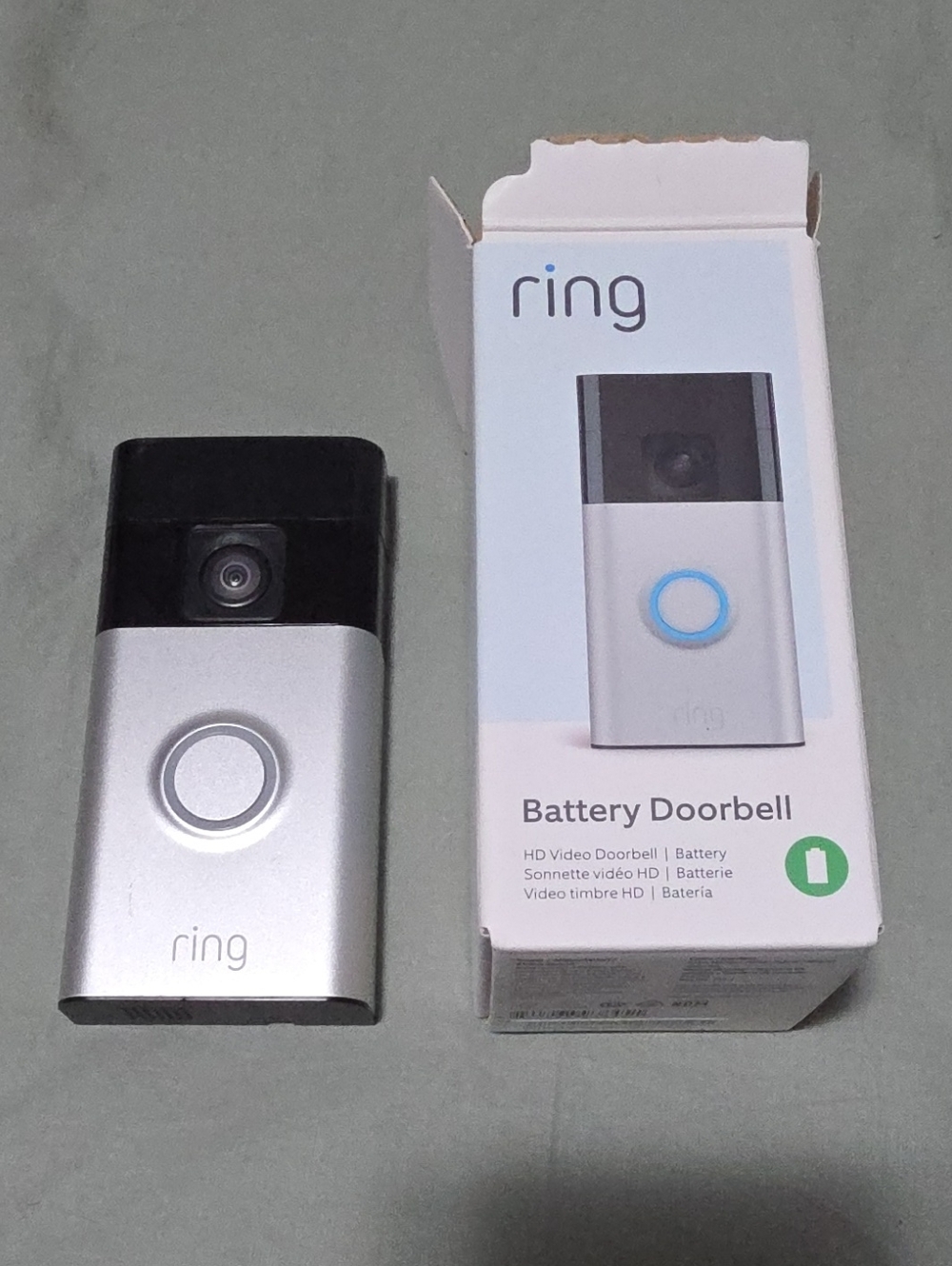 Ring Battery Doorbell in Silver and Black